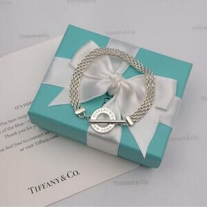 Tiffany & Co. Somerset Mesh Toggle Bracelet Sterling Silver W/Gift Pouch & Box